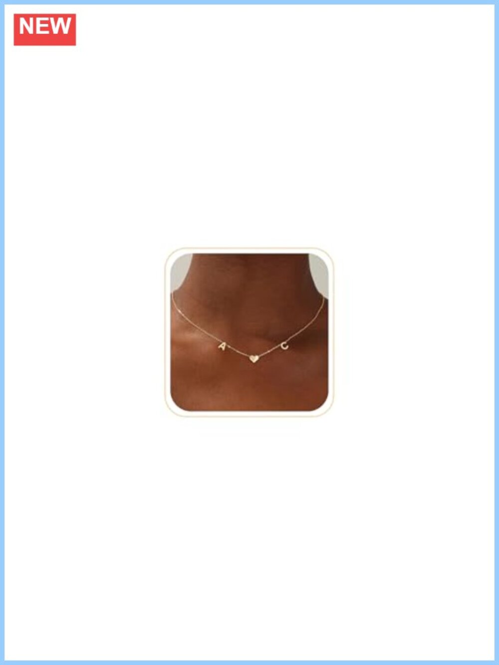 14K Gold Plated Heart Initial Necklace with Two Letters, 18 inch Feminine
